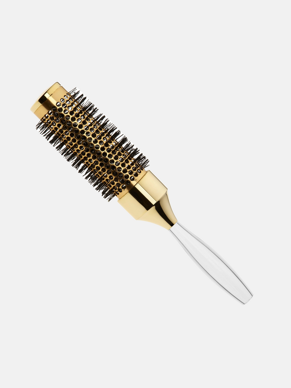 Brosse thermique ronde spirale dorée